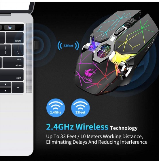 Wireless Gaming Mouse Rechargeable,RGB Multi-Colour Backlit Game Mice with 7 Buttons Computer Accessories,2.4G Silent Optical,3 Adjustable DPI Game Mouse Power Saving Mode for Laptop/PC/Notebook Wireless Gaming Mouse Rechargeable,RGB Multi-Colour Backlit Game Mice with 7 Buttons Computer Accessories,2.4G Silent Optical,3 Adjustable DPI Game Mouse Power Saving Mode for Laptop/PC/Notebook
