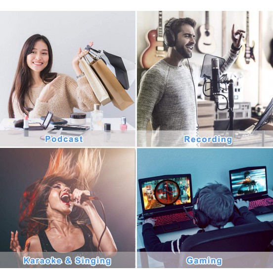 2021 Upgraded USB Condenser Microphone for Computer, Great for Gaming, Podcast, LiveStreaming, YouTube Recording, Karaoke on PC, Plug & Play, with Adjustable Metal Arm Stand, Ideal for Gift, Black 2021 Upgraded USB Condenser Microphone for Computer, Great for Gaming, Podcast, LiveStreaming, YouTube Recording, Karaoke on PC, Plug & Play, with Adjustable Metal Arm Stand, Ideal for Gift, Black