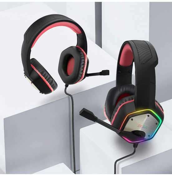 EKSA E1000 USB Gaming Headset for PC - Computer Headphones with Microphone/Mic Noise Cancelling, 7.1 Surround Sound Wired Headset&RGB Light - Gaming Headphones for PS4/PS5 Console Laptop EKSA E1000 USB Gaming Headset for PC - Computer Headphones with Microphone/Mic Noise Cancelling, 7.1 Surround Sound Wired Headset&RGB Light - Gaming Headphones for PS4/PS5 Console Laptop