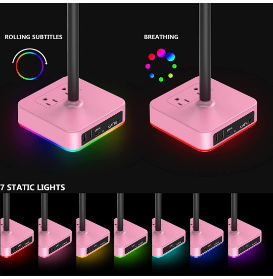 KAFRI RGB Headphone Stand with USB Charger Desk Gaming Headset Holder Hanger Rack with 3 USB Charging Port and 2 Outlet - Suitable for Gamer Desktop Table Game Earphone Accessories Boyfriend Gift KAFRI RGB Headphone Stand with USB Charger Desk Gaming Headset Holder Hanger Rack with 3 USB Charging Port and 2 Outlet - Suitable for Gamer Desktop Table Game Earphone Accessories Boyfriend Gift
