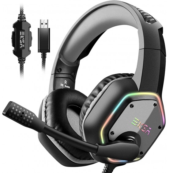 EKSA E1000 USB Gaming Headset for PC - Computer Headphones with Microphone/Mic Noise Cancelling, 7.1 Surround Sound Wired Headset&RGB Light - Gaming Headphones for PS4/PS5 Console Laptop EKSA E1000 USB Gaming Headset for PC - Computer Headphones with Microphone/Mic Noise Cancelling, 7.1 Surround Sound Wired Headset&RGB Light - Gaming Headphones for PS4/PS5 Console Laptop