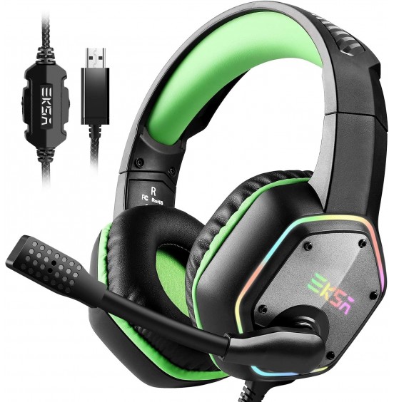 EKSA E1000 USB Gaming Headset for PC - Computer Headphones with Microphone/Mic Noise Cancelling, 7.1 Surround Sound Wired Headset&RGB Light - Gaming Headphones for PS4/PS5 Console Laptop EKSA E1000 USB Gaming Headset for PC - Computer Headphones with Microphone/Mic Noise Cancelling, 7.1 Surround Sound Wired Headset&RGB Light - Gaming Headphones for PS4/PS5 Console Laptop